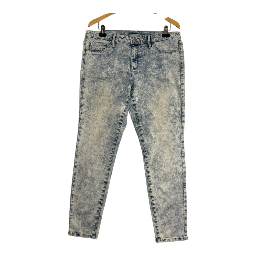 Mossimo Mid-Rise Denim Legging Jeans Acid Wash White Blue Women's‎ Size 14/37